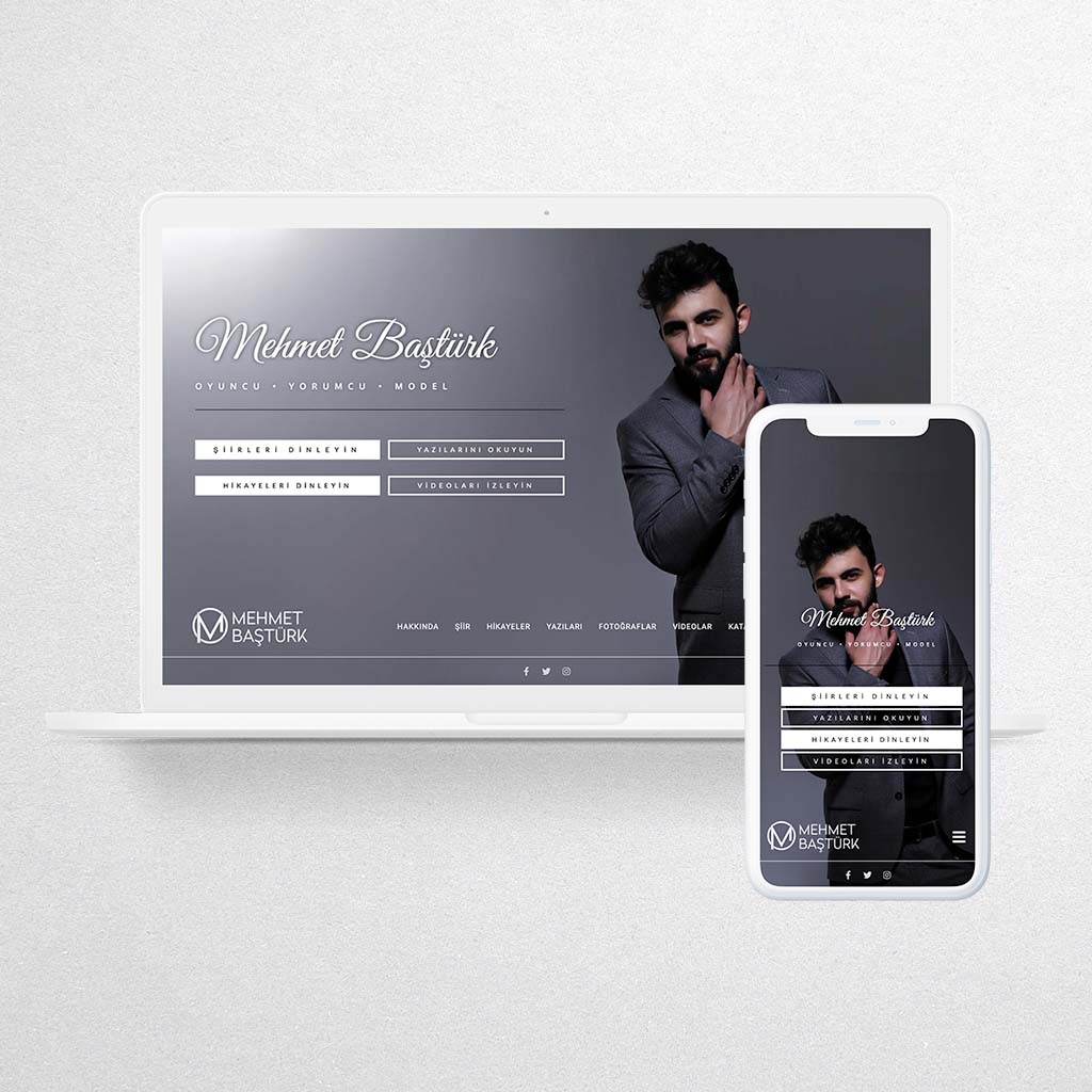 Oyuncu, yorumcu ve şair Mehmet Baştürk’ün web sayfası tasarımı ve uygulanması.